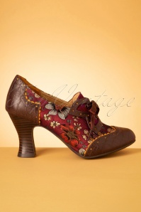Ruby Shoo - 40s Daisy Floral Booties in Russet 3