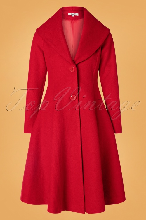 Belsira - Dorrie Wool Coat Années 50 en Rouge Vif 2