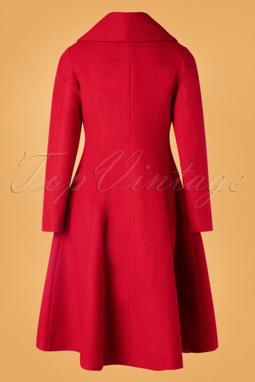 Belsira - Dorrie Wool Coat Années 50 en Rouge Vif 5
