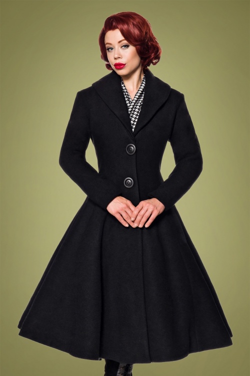 Belsira - Dorrie Wool Coat Années 50 en Noir