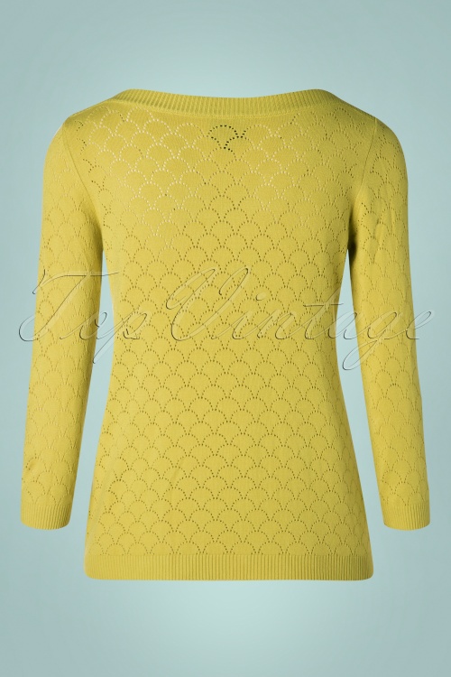 Mademoiselle YéYé - 50s Staying Up Knit Jumper in Lime Green 2
