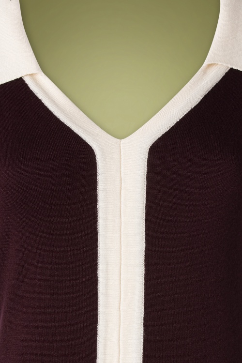 Banned Retro - Leuke trui-jurk met kraag in aubergine 4