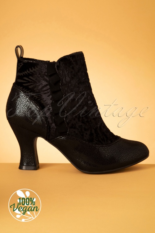 Ruby Shoo - Antoinette Velvet Booties Années 40 en Noir