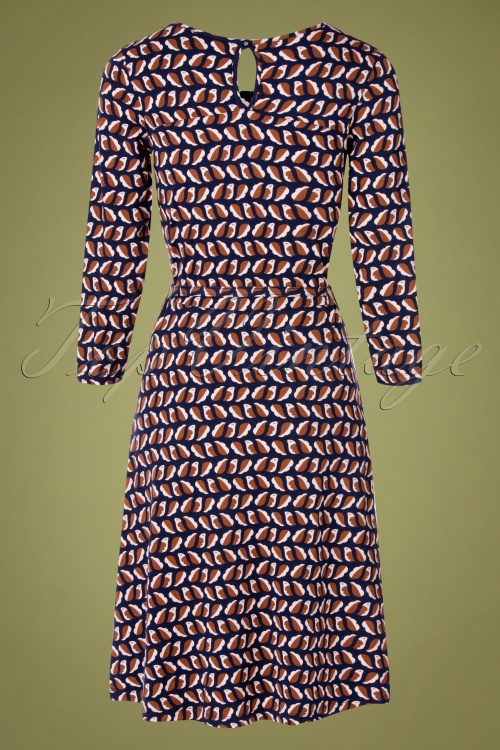 Mademoiselle YéYé - 60s Beth Favourite Dress in Navy and Brown 5