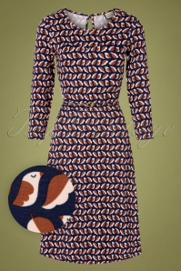 Mademoiselle YéYé - 60s Beth Favourite Dress in Navy and Brown 2