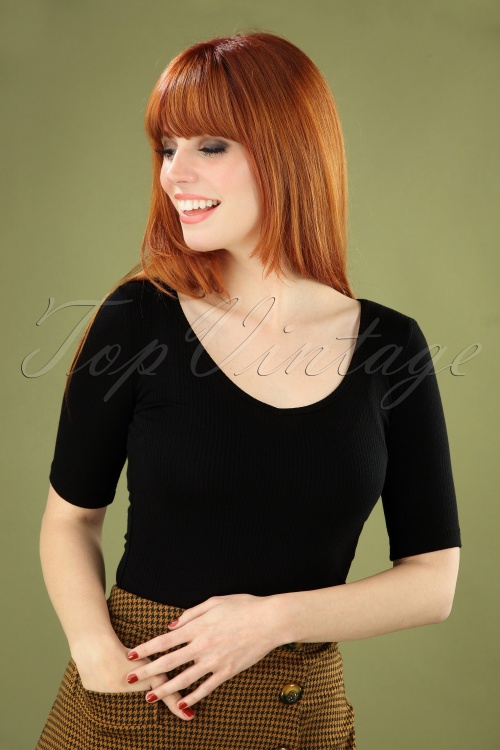 King Louie - Carice Tencel Rib V Top in Schwarz