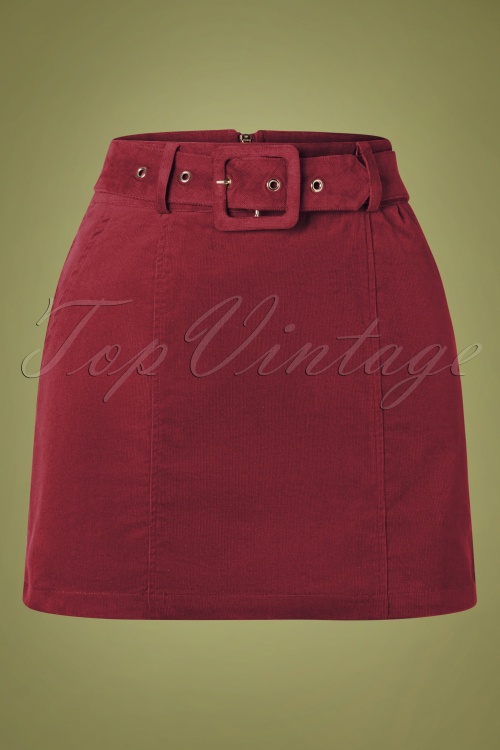 Louche - 60s Amir Cord Mini Skirt in Burgundy 2