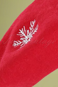 Collectif Clothing - Jean Snowflake Wool Beret Années 60 en Rouge 2