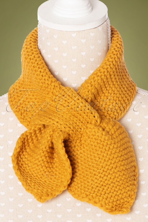 Banned Retro -  50s Fru Fru Knitted Scarf in Mustard