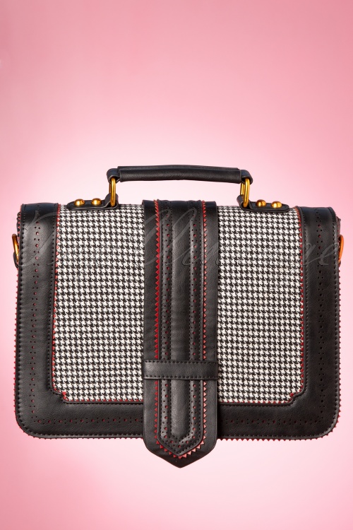 Banned Retro - 50s Betty Does Country Houndstooth Satchel Bag in Black 2