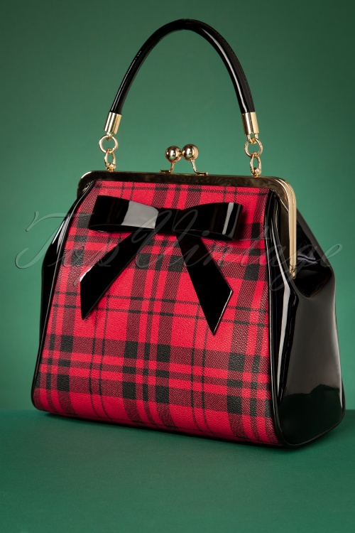 Banned Retro - 50s Caraboo Tartan Bag in Black and Red 2