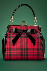 Banned Retro - 50s Caraboo Tartan Bag in Black and Red