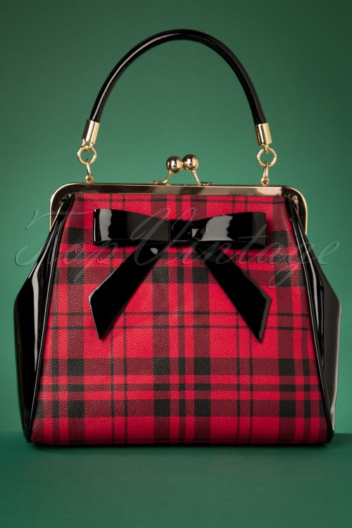 Banned Retro - Caraboo Tartan Bag Années 50 en Noir et Rouge