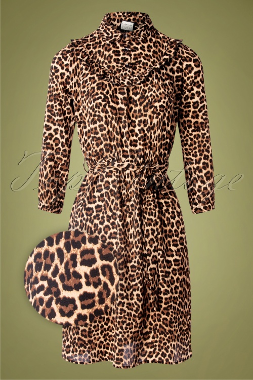 Mademoiselle YéYé - 60s Dancing to Vinyls Dress in Leopard Brown