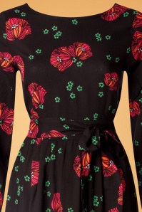 Mademoiselle YéYé - Kleid mit leichten Blättern in Schwarz 4