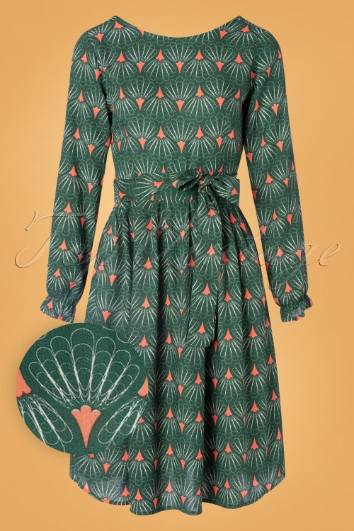 Mademoiselle YéYé - 60s Filigran Fan Dress in Green 2