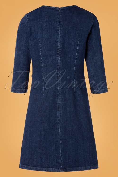 Mademoiselle YéYé - Long Summer Dress Années 60 en Bleu Jean 2