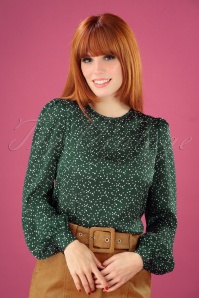 Louche - 60s Lima Speckle Print Blouse in Green