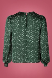 Louche - 60s Lima Speckle Print Blouse in Green 4