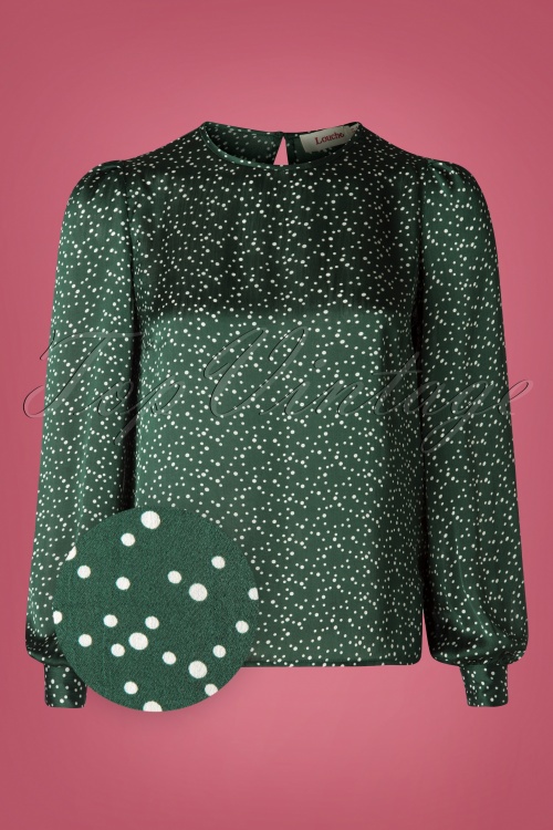 Louche - 60s Lima Speckle Print Blouse in Green 2