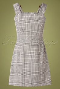 Mademoiselle YéYé - 60s Pic Nic Pinafore Tartan Dress in Black and White 3