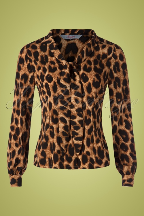 Banned Retro - 50s Bow Blouse in Leopard 2