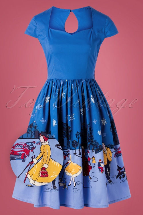Banned Retro - 50s Romance Lives Swing Dress in Blue 2