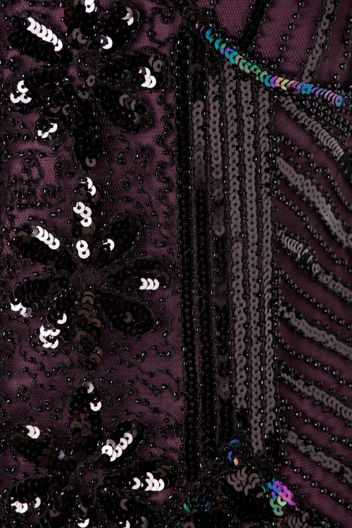 Unique Vintage - 20s Veronique Fringe Flapper Dress in Metallic Purple 3