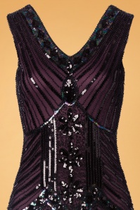 Unique Vintage - Veronique Fringe Flapper-jurk in metallic paars 2