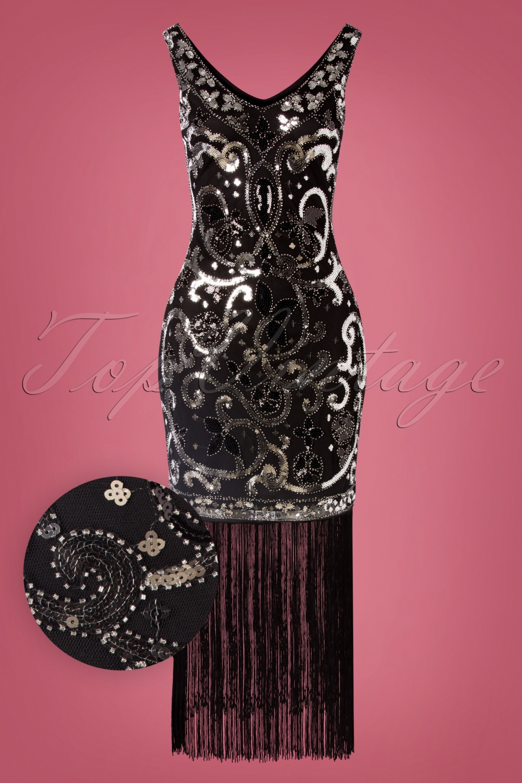 Downton Abbey Inspired Dresses 20s St Michele Dress in Silver and Black £124.74 AT vintagedancer.com