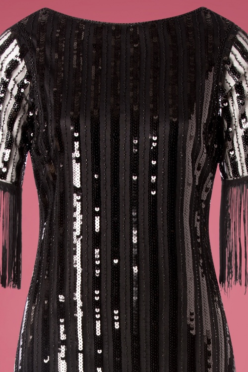 Unique Vintage - Marcy Fringe Dress Années 20 en Noir 3