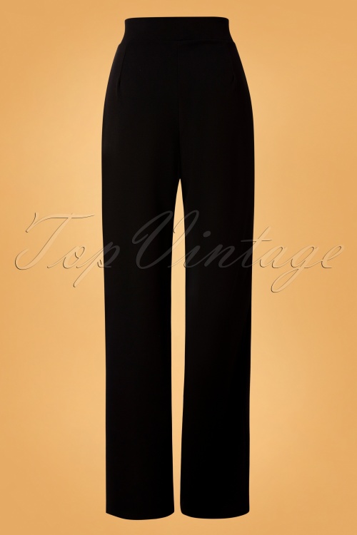 Vintage Chic for Topvintage - Mabbie wijde broek in zwart 2