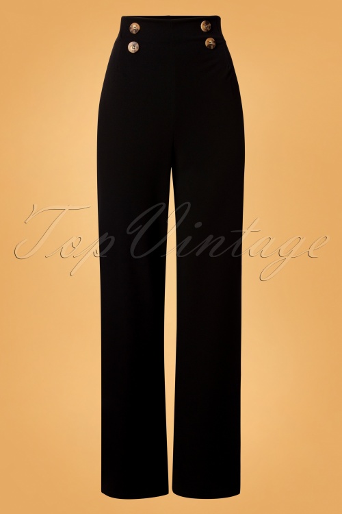 Vintage Chic for Topvintage - Mabbie wijde broek in zwart