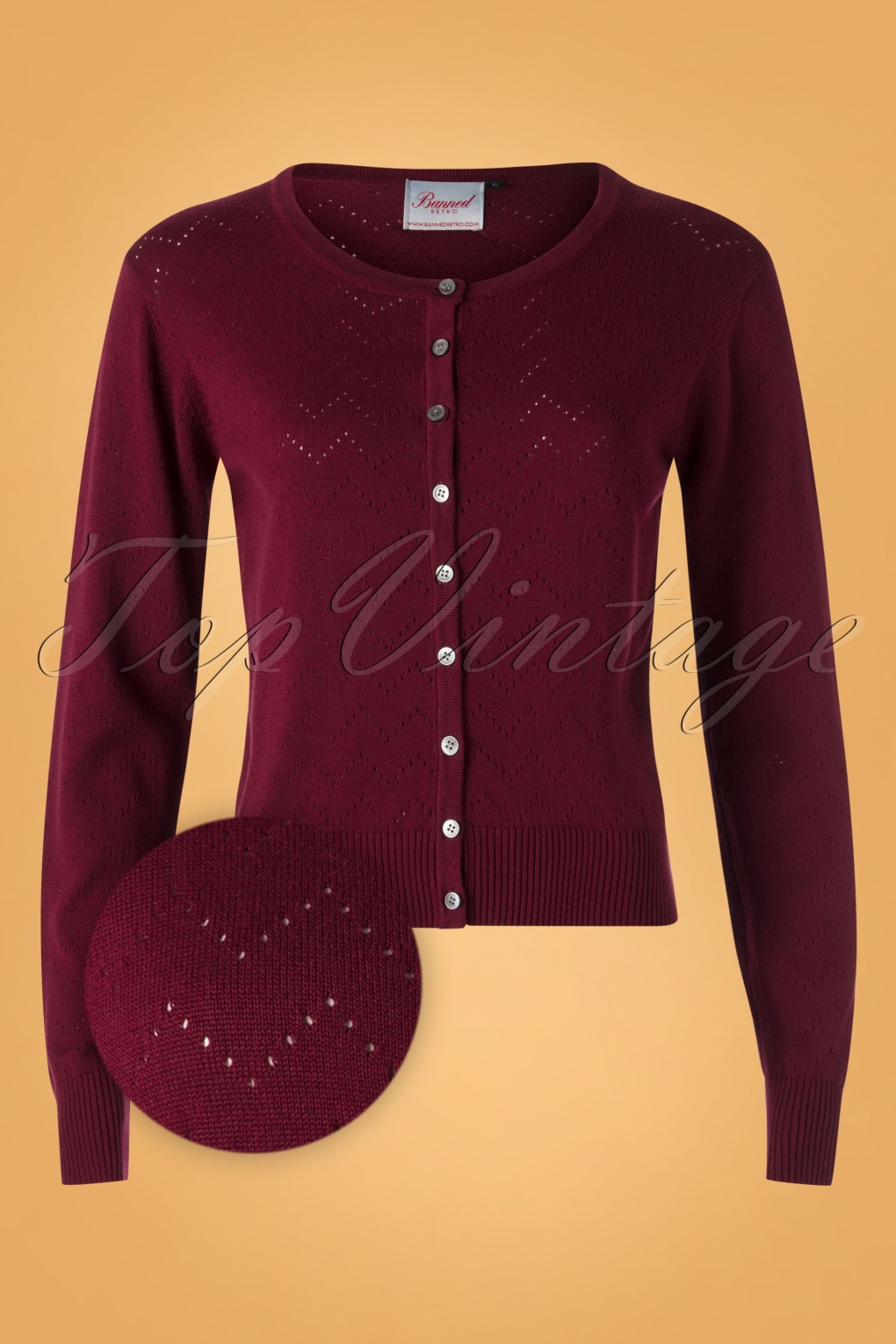 red pointelle cardigan