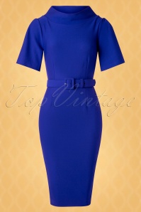 Vintage Diva  - De Jackie Pencil-jurk in koningsblauw 3