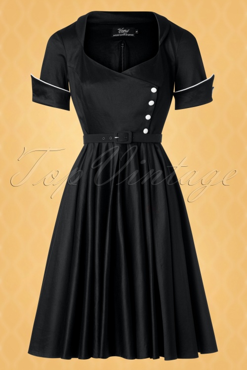 Vintage Diva  - The Dahlia Swing Dress en Noir 4