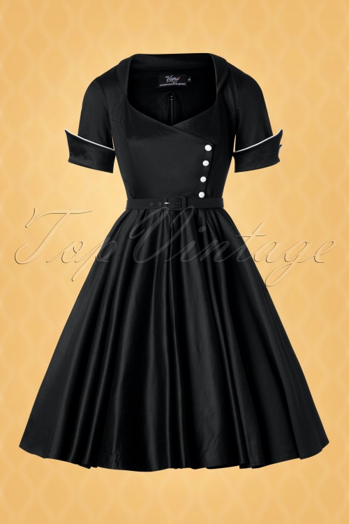 Vintage Diva  - The Dahlia Swing Dress en Noir 5