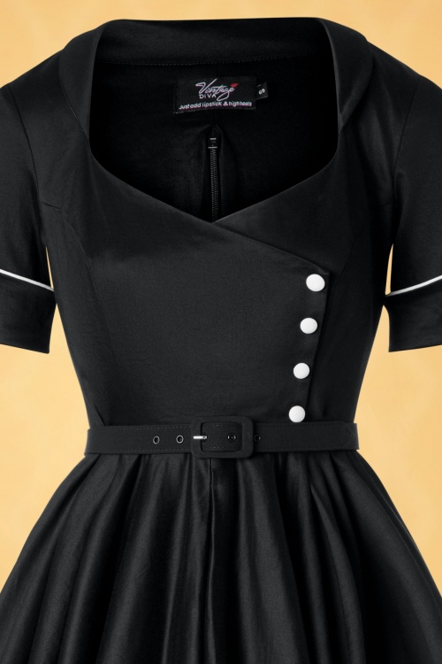 Vintage Diva  - The Dahlia Swing Dress in Black 6