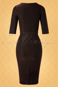 Vintage Diva  - The Ava Hourglass Pencil Dress in Sparkling Bronze 6