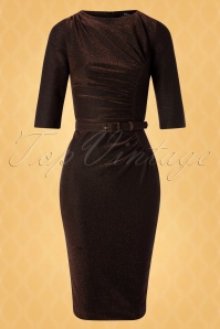 Vintage Diva  - The Ava Hourglass Pencil Dress in Sparkling Bronze 4