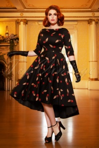Vintage Diva  - The Amber Swing Dress en Noir