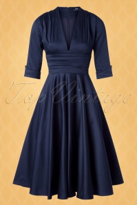 Vintage Diva  - The Lily Swing Dress in Midnight Blue 3