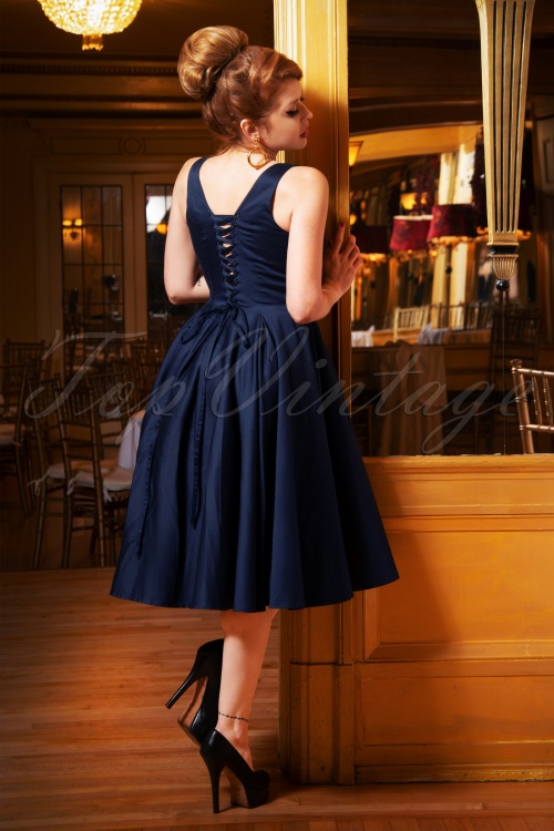 Vintage Diva  - The Ursula Swing Dress in Night Blue