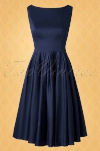 Vintage Diva  - De Ursula Swing-jurk in nachtblauw 4