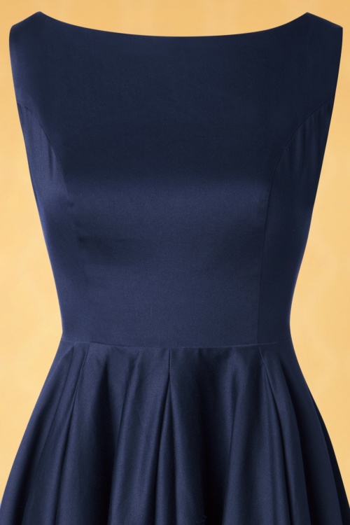Vintage Diva  - De Ursula Swing-jurk in nachtblauw 6