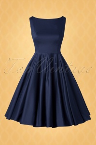 Vintage Diva  - De Ursula Swing-jurk in nachtblauw 5