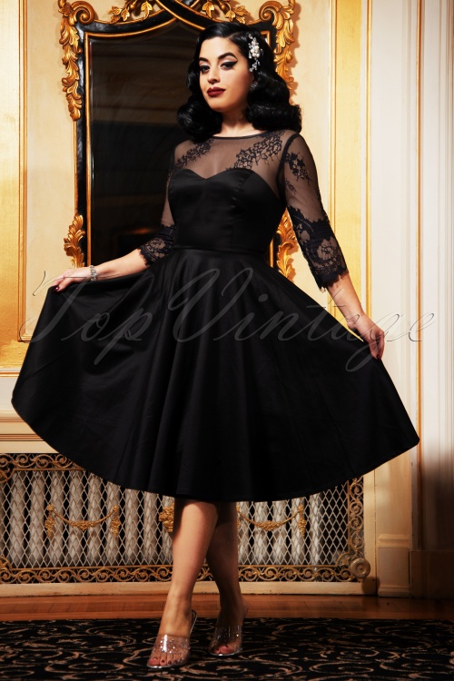 Vintage Diva  - De Julia Swing-jurk in zwart 3