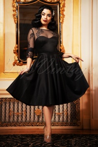 Vintage Diva  - De Julia Swing-jurk in zwart