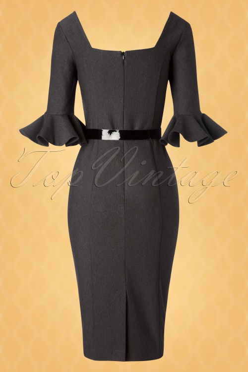 Vintage Diva  - The Fay Pencil Dress in Grey 7