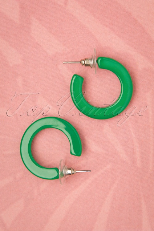 Collectif Clothing - Debbie Fakelite Earrings Années 50 en Vert